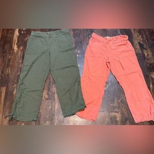 Women’s 2 Pairs Of Natural D & Co Linen Blend Pants Size Med